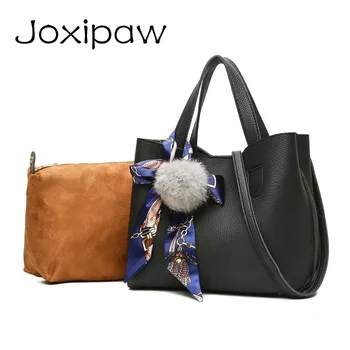 

Women Casual Tote Handbag Litchi Pattern PU Leather Female Bag Set 2 Pcs Small Bags Handbags Famous Brand Bolsa High Quality Sac
