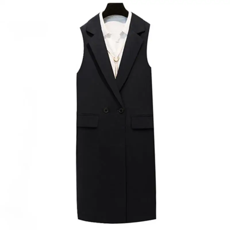 High quality Suit vest Black Women Vests Long Style New Trend Fashion