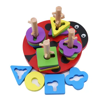 

New Early Childhood Educational Toys Wooden Pole Geometry Shape Learning & Education Toy Understanding Color & Shape Toy