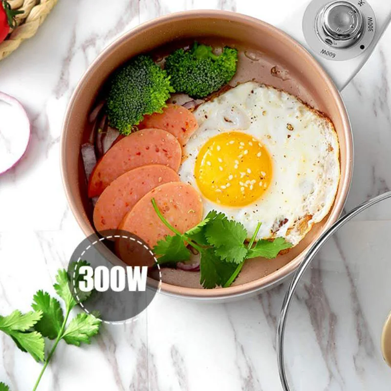 

Chcyus New Multifunction Electric Skillet Stainless Steel Hot pot noodles rice Cooker Steamed egg Soup pot MINI heating pan 1.2L