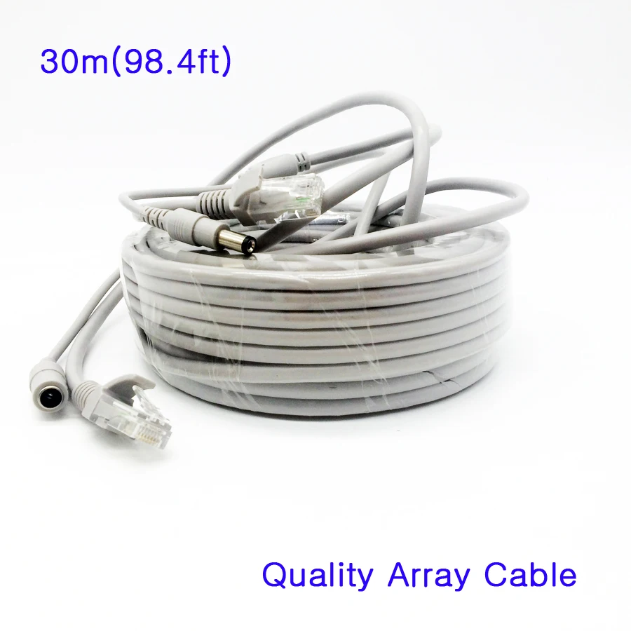 30 м/98ft Ethernet кабель RJ45 + DC Power CAT5e/CAT 5e CCTV сетевой Lan Шнур для IP камеры NVR системы|cable