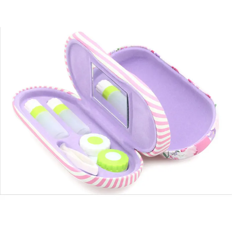 

2018 new High - grade double Interlayer with Mirror Metal Contact Lens Case Box Dual Purpose Leather Reading Glasses Case NX
