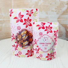 Красный цветочный принт прозрачный герметичный мешок, еда Сухофрукты порошок конфеты кофе в зернах Упакованные мешок 100 шт