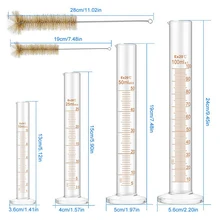 Толстый Стеклянный Градуированный измерительный цилиндр набор стекла с двумя щетками