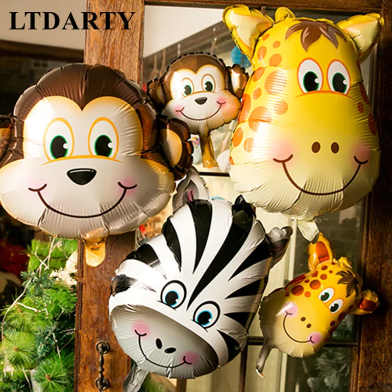 

1pcs 66*46cm Animal Head Balloon monkey Lion Zebra Pig Cow Kangaroo Foil Balloons Birthday Party Decor Safari Zoo Balls Kid Toy