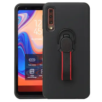 

30pcs/lot For Samsung Galaxy A7 2018 A750 Frosted Case Drop Resistant Hybrid Armor Hard Cover with Strap