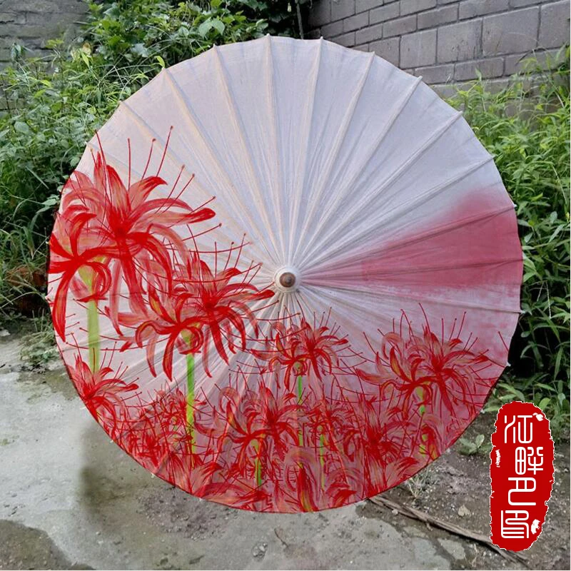

Higanbana Blossom Oil Paper Umbrellas Pure White Bottom Kids Dance Paper Parasol Adults XXXXXL Large Size Rain Paper Umbrella