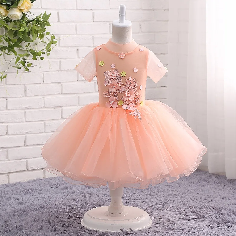 Коралловые Платья с цветочным узором для девочек на свадьбу 2019 элегантные Детские Вечерние платья Vestido Daminha платье для маленьких девочек