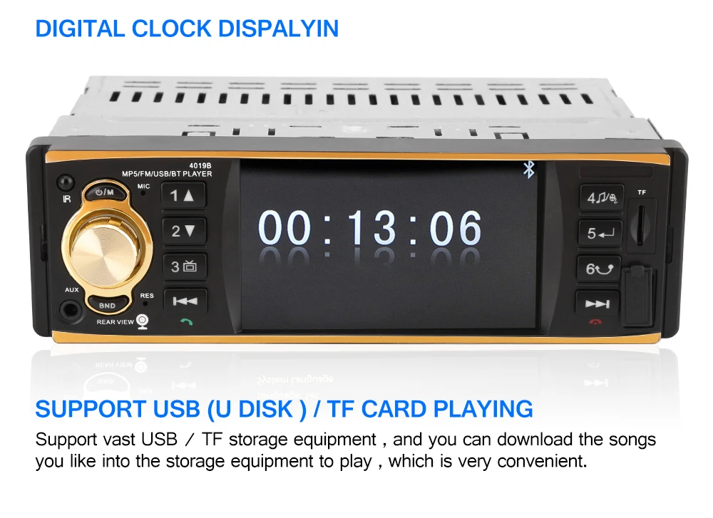 4019B 4,1 дюймов 1 Din автомобильное радио аудио стерео 1Din USB AUX FM радио станция Bluetooth с камерой заднего вида дистанционное управление