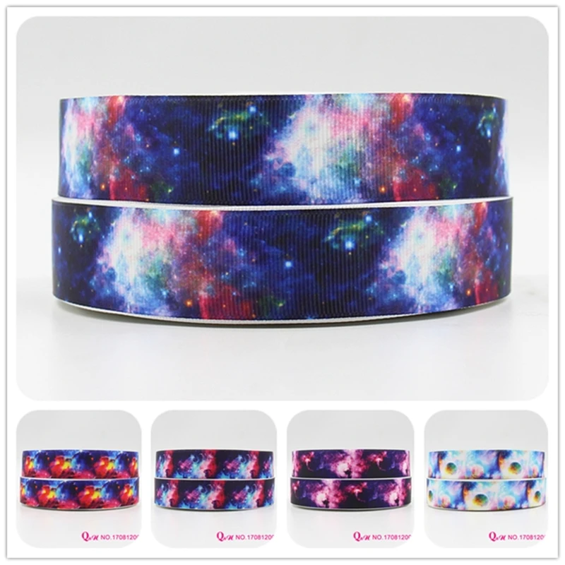 black /& pink Galaxy Nebula printed 5//8/" fold over elastic FOE 1 yard Blue