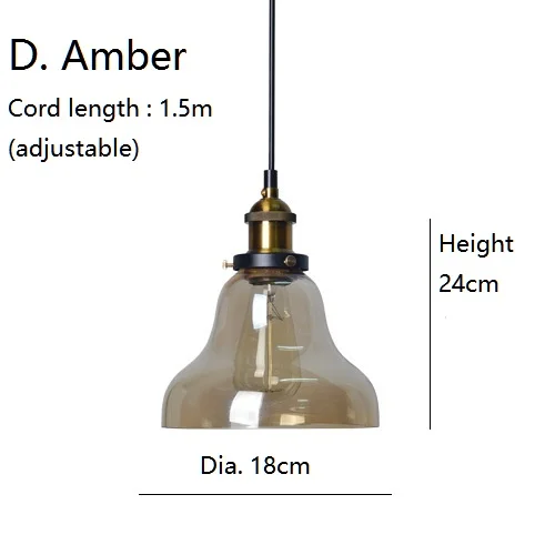 LukLoy стеклянные подвесные светильники кухонный светильник светодиодный светильник прикроватная подвесная потолочная лампа лампы для спальни гостиной светильники - Цвет корпуса: D. Amber