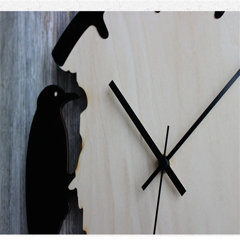 Home Woodpecker Wall Clock Creative European Vintage Wood Bird Clock Home decoration Wall hangings