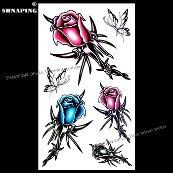 

SHNAPIGN Rose thorns Temporary Tattoo Body Art Arm Flash Tattoo Stickers 17*10cm Waterproof Fake Henna Painless Tattoo Sticker