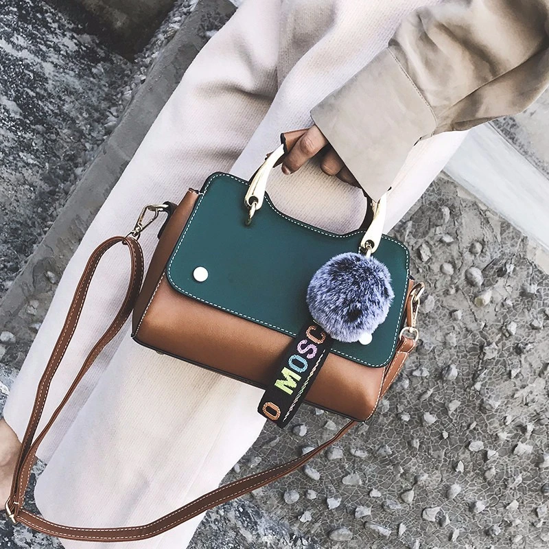 العلامة التجارية الفاخرة حقائب نسائية الإناث حقيبة ساعي Crossbody ل المرأة الليتشي مخلب التباين اللون المحمولة الشعر الكرة امرأة الأسود