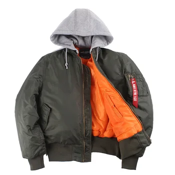 

Spring Thin Detachable Hooded Ma1 Bomber Jacket Men Spring Classic MA-1 Oversize Pilot Coats Man Hip Hop Windbreaker Women 2020