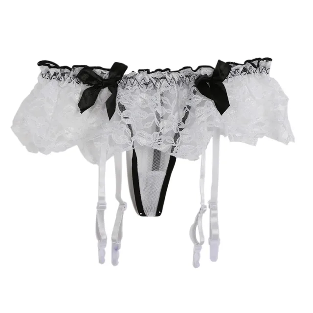 Sexy Women's Sheer Lace G String Garter Belts Thigh Highs Stockings