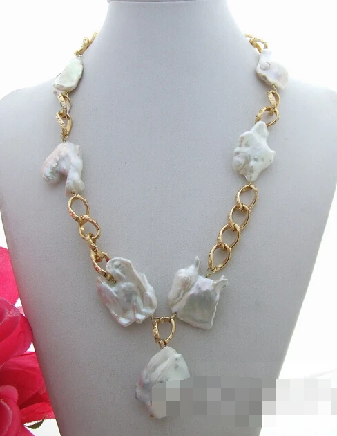 

Hot sell Noble- FREE SHIPPING>>>@@ AS3909 Stunning Keshi Pearl Necklace