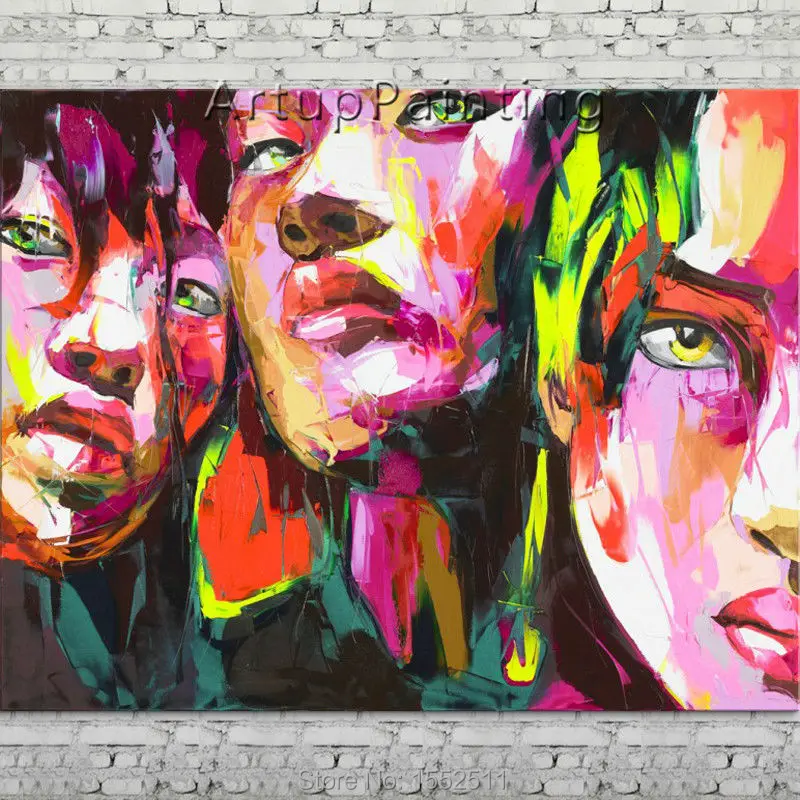 

Palette knife portrait Face Oil painting Character figure canva Hand painted Francoise Nielly wall Art picture 06-10-10f1