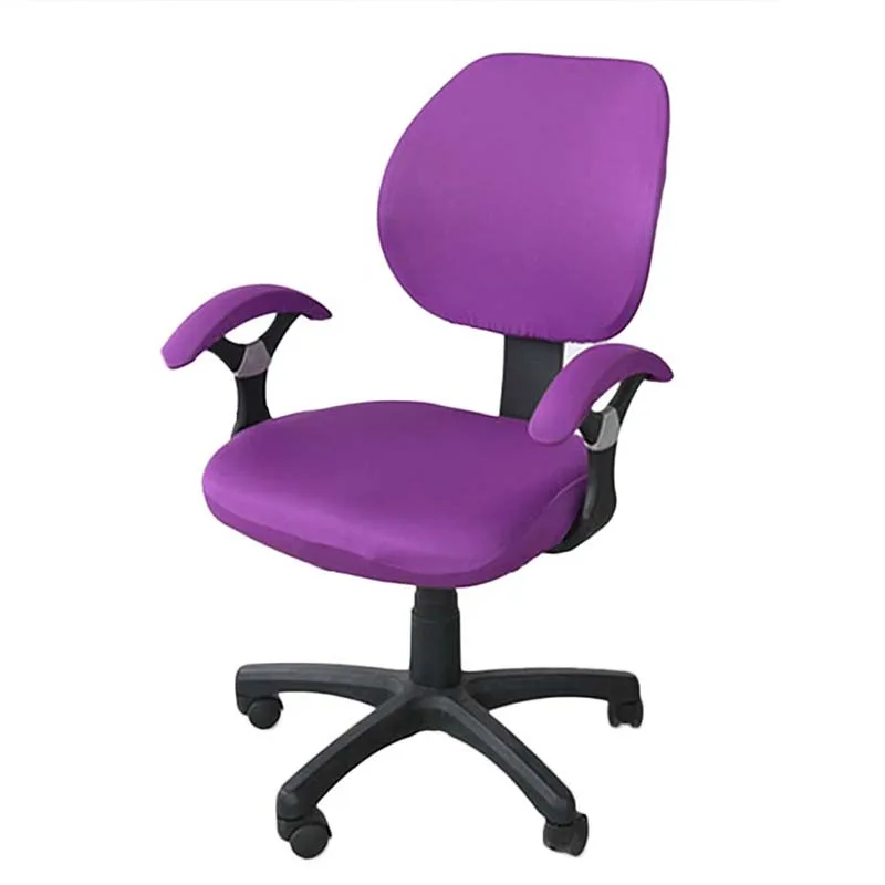 Офисные однотонные чехлы для стульев, современные эластичные съемные чехлы для стульев, тянущиеся Чехлы для офисных стульев с подлокотником - Цвет: Purple red