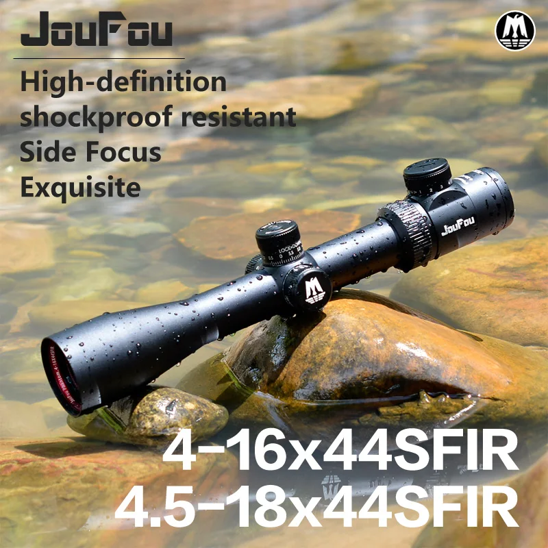 JouFou 4-16X44/4.5-18X44 SFIR Hunting Riflescope Tactical Rifle Scope Wire Reticle Optical Sight 