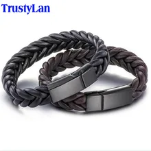 TrustyLan, новые ювелирные изделия, мужской плетеный кожаный браслет, винтажные мужские s браслеты, браслет с магнитной застежкой из нержавеющей стали