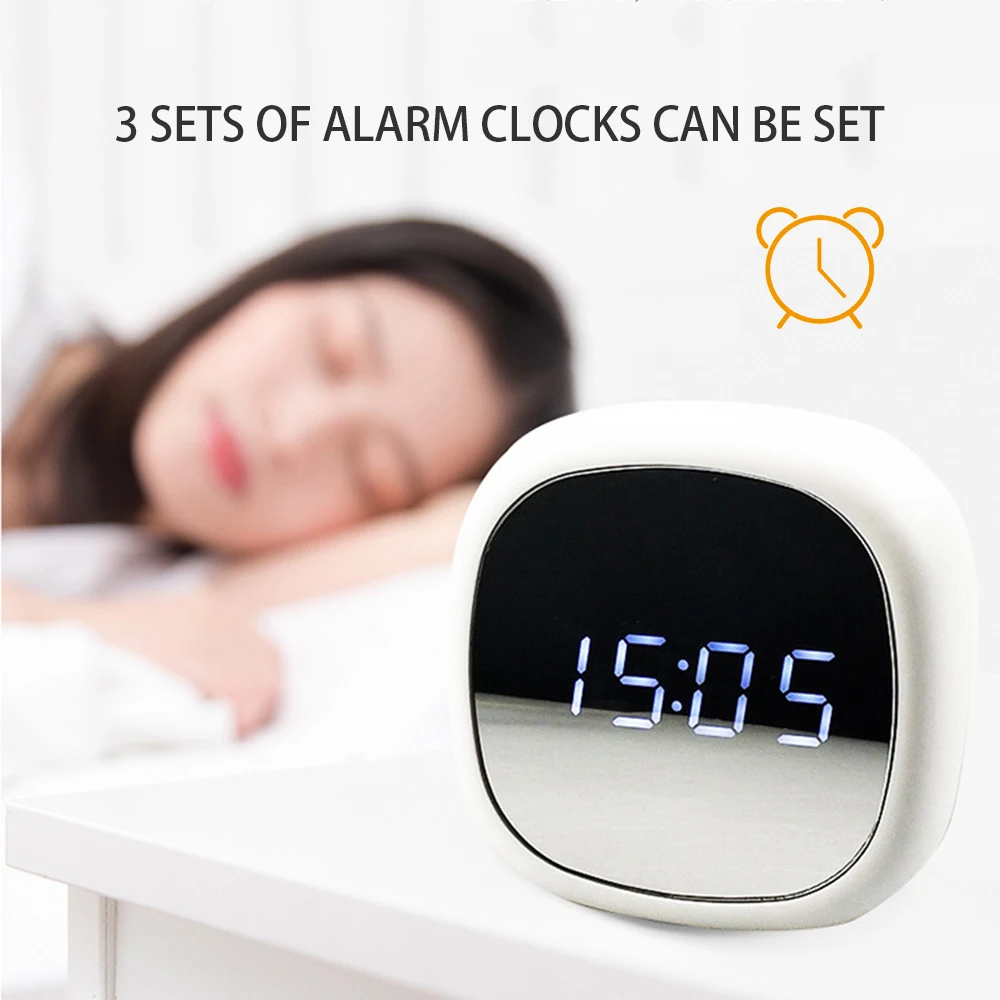 

Creative Mirror Clock Multi-Function Alarm Clock LED Makeup Mirror Electronic Clock Dual-Use Power Supply Mirror Clock
