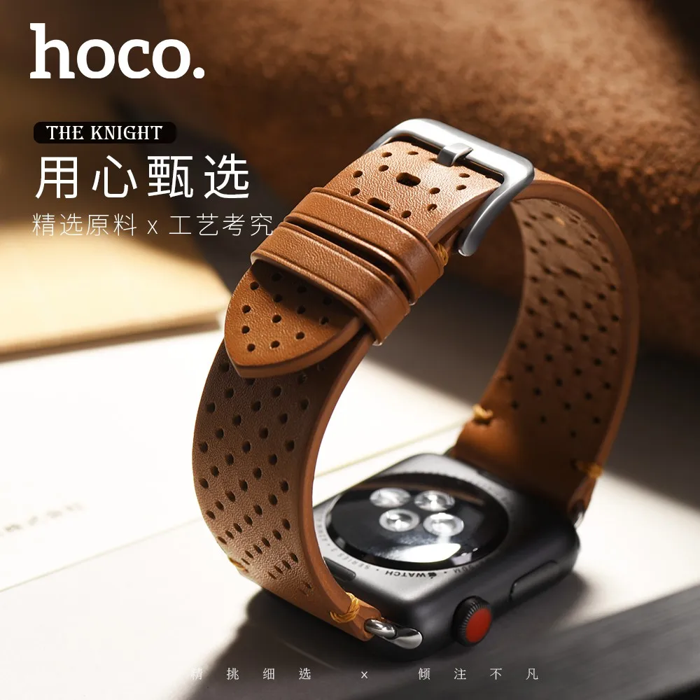 

HOCO Knight Breathable Genuine Leather Strap for Apple Watch Band for iWatch Series 1 2 3 4 Bracelet 44mm 42mm 40mm 38mm Strap