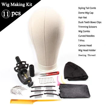 

AliLeader 21" 22" 23" 24" Salon Mannequin Head Holder Wig Block Head With Stand Mesh Dome Caps For Making Wigs Accessories 11pcs