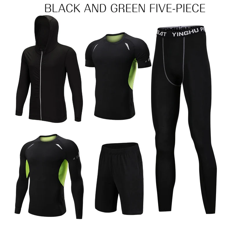 Quick Dry Sports Suit Men's Running Sets Gym Fitness Clothing Compression Basketball Tights Tracksuit Jogging Running Sportswear