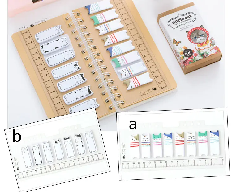 Милый Кот блокнот для заметок с линейкой Kawaii милые Липкие заметки Daliy Скрапбукинг стикер список покупок Escolar Papelaria