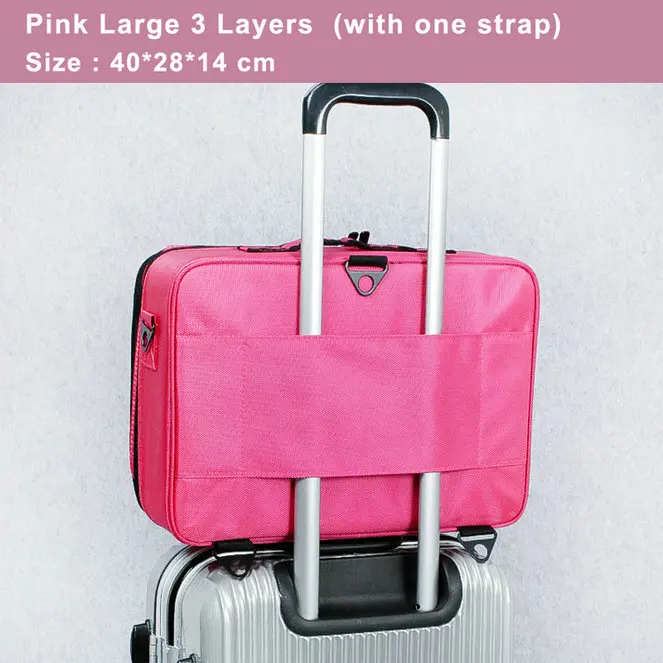 Hot Pink L 3 Layers Качественный органайзер для профессионального макияжа косметичка Bolso Mujer дорожная большая емкость сумка для хранения чемоданы - Цвет: Hot Pink L 3 Layers