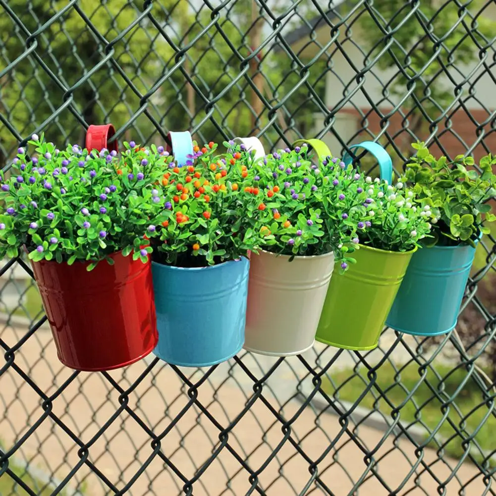 

HOT SALE! Metal Iron Hanging Flower Pot Container Home Balcony Garden Planter Barrel Decor Hangable flower pot