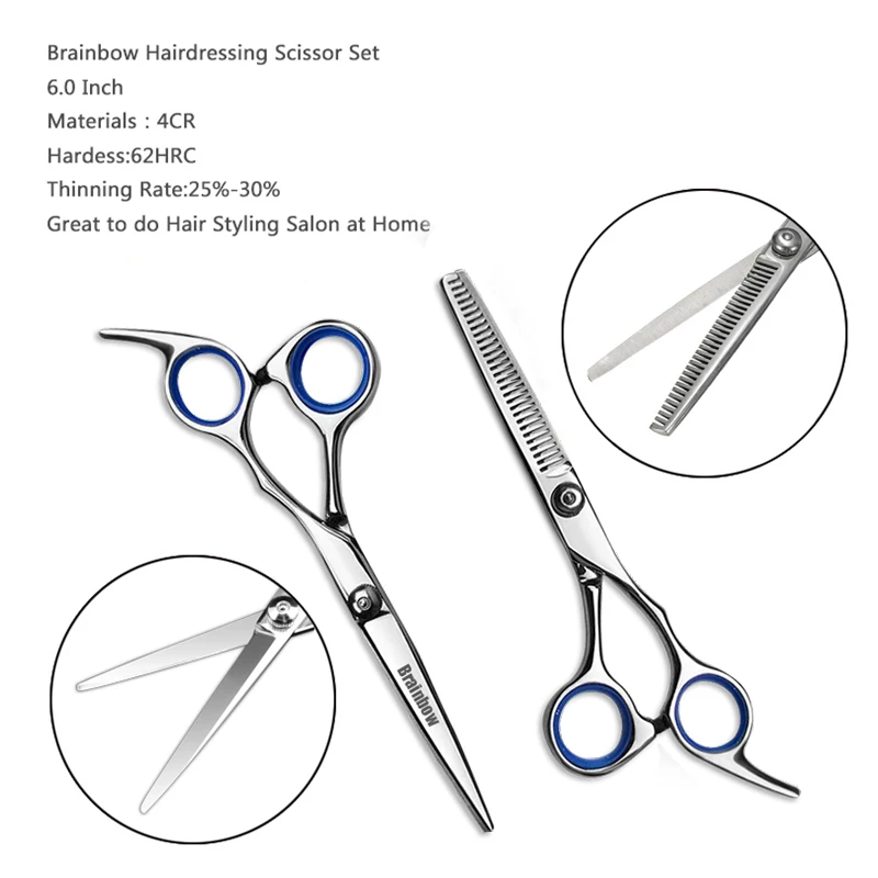 Набор профессиональных инструментов для укладки волос Brainbow, электрический триммер для волос, машинка для стрижки волос, мужские ножницы для стрижки волос, гребни, накидки