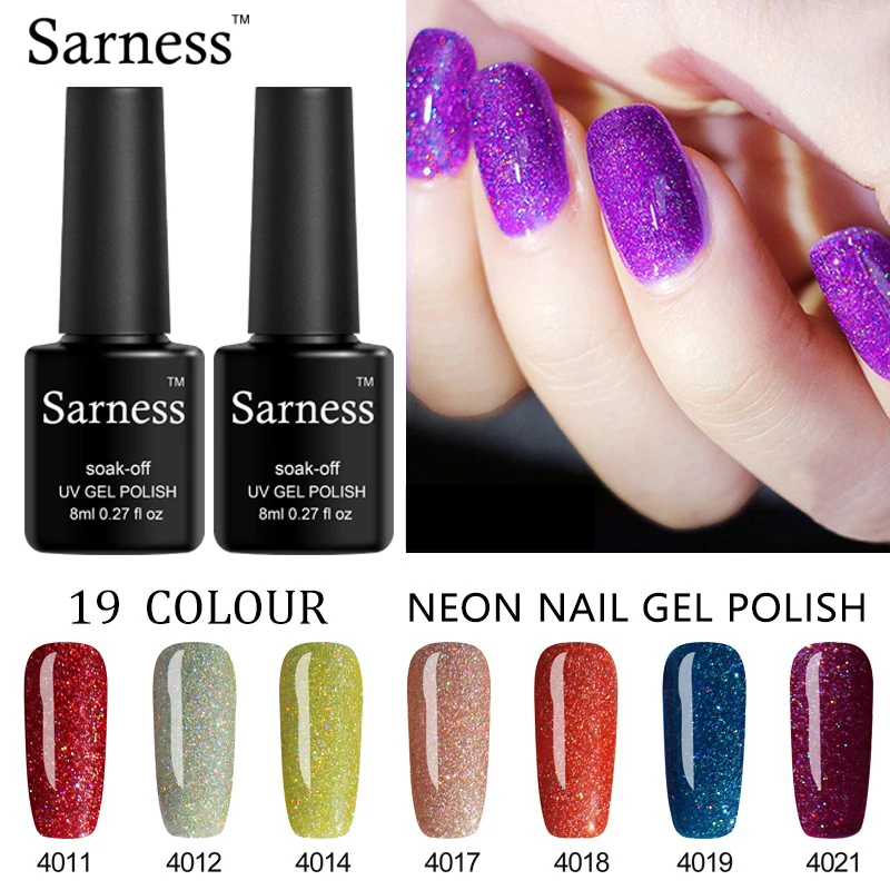 

Sarness 3pcs Colorful DIY Nail Art Hybrid Lucky Gel Polish Neon Glitter UV Gel Nail Polish Lacquer Soak Off Acrylic Gel Varnish