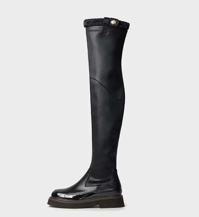

Autumn Winter Newest Stretch Fabric Over the Knee Boots for Woman Round Toe Flat Thigh High Boots 2018 Long Warm Boots