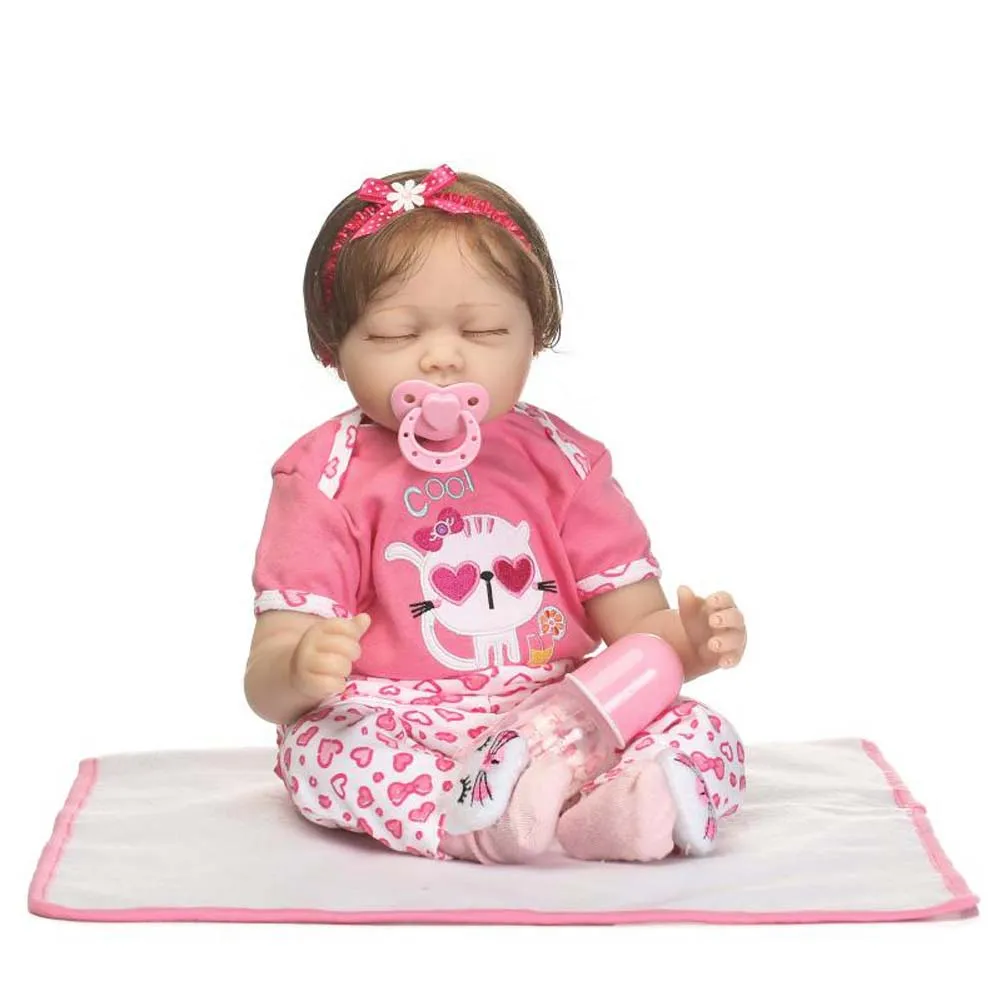 

NPK 55cm Silicone Reborn Newborn Doll Set Lifelike Cute Girl Sleeping Baby Dolls for Kids Playmate AN88