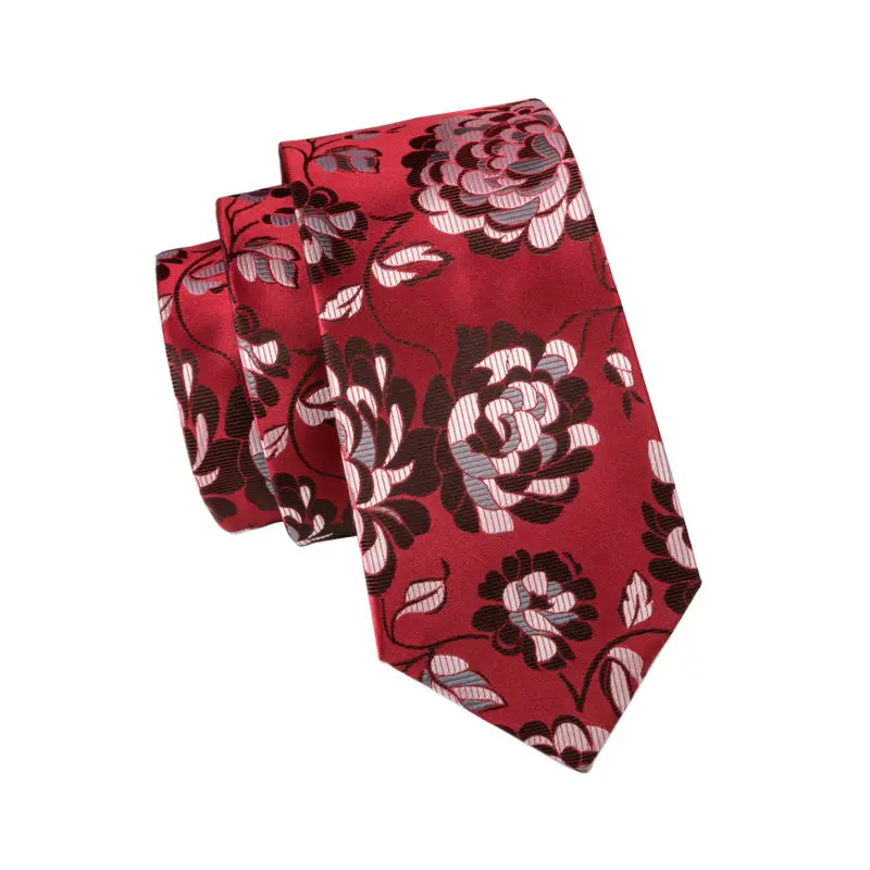 LS-1522 Барри. ван классический Для мужчин галстук 100% шелк красный цветочный галстук Hanky запонки Набор для Для мужчин; Свадебная вечеринка