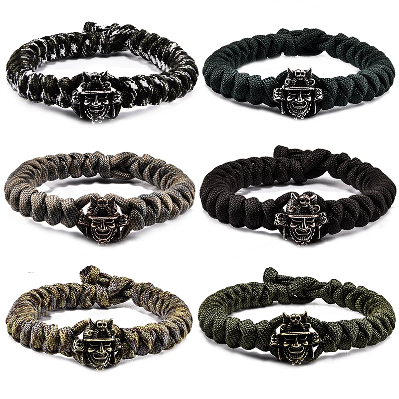 

Men's Outdoor Sport Survival Bracelet 100% Handmade Braided Rope Easy Hook Skeleton Bracelet Solid Color Paracord Wristbands