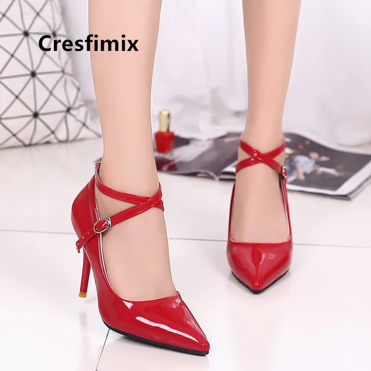 

Talon Femme Women Classic High Quality Red Pointed Toe High Heels Lady Cute Sweet Black Pu Leather High Heel Shoes & Pumps E5471