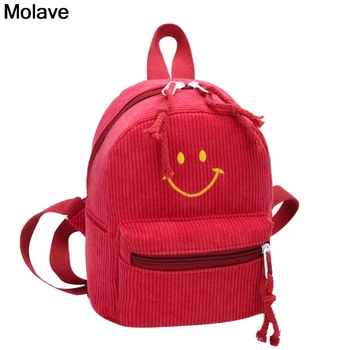 

MOLAVE Backpack Children Bag Fashion Smiley Parent-Child Backpack Cute School Bags Corduroy Unisex Back Pack For Child 3.NOV.20