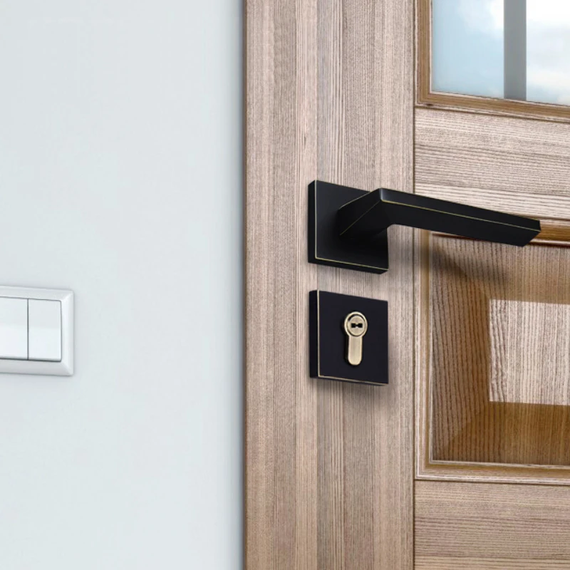  1Set Square Brass Door Lock Modernized Style Interior Door Bedroom Door Lock for 35-50mm Door with  - 33048067766