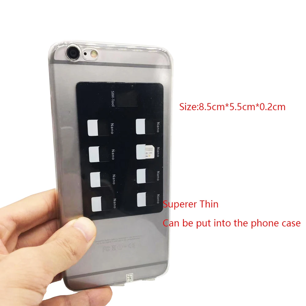 Нано-карта и контактный держатель, Вмещает 8 шт нано-карт и lphone pin