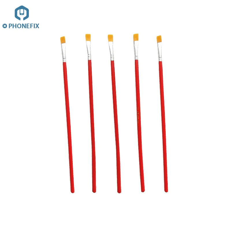 

PHONEFIX 5Pcs Wooden Handle ESD Anti-static Soft Dust Brushes for Phone Components iPad PCB BGA Recovery Welding Cleaning Tool