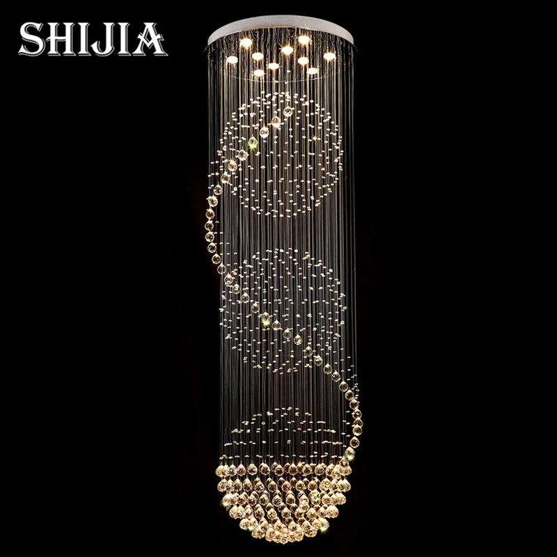 

Modern Crystal Ceiling Lamp Crystal Lustres De Sala Light Fixture Long Ceiling Lighting with 7 GU10 Bulbs MC0546 D500mm H2750mm