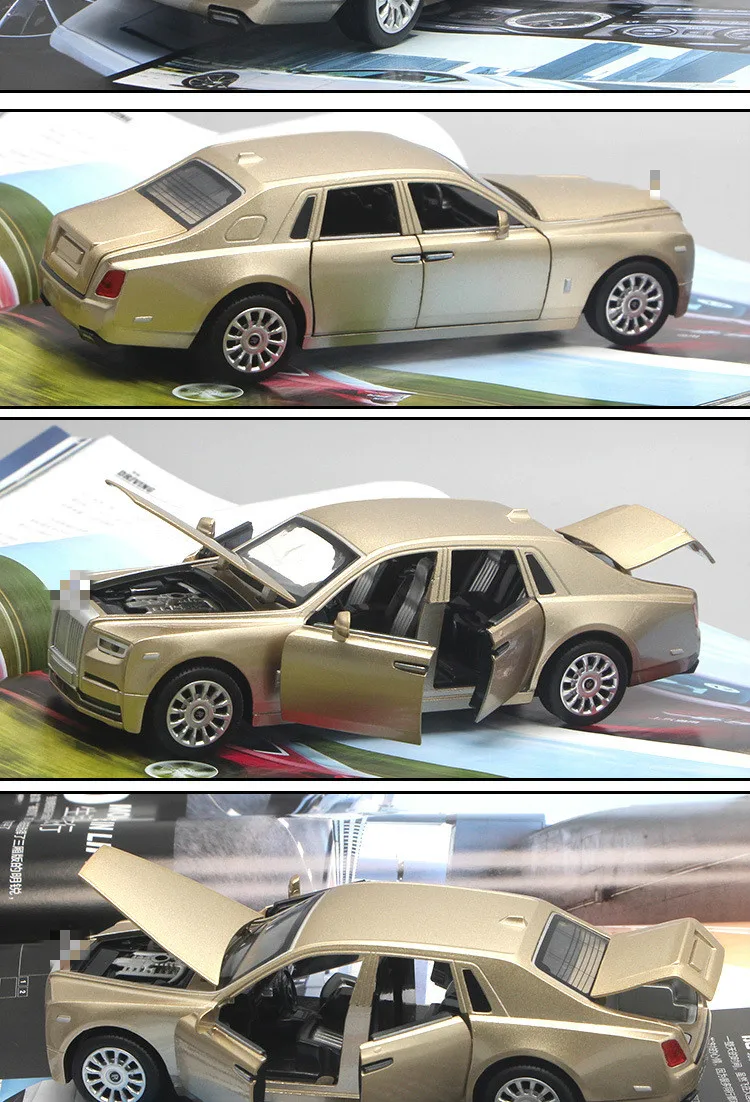 1:32 Scale Rolls Royce Alloy Diecast Metal Car Model Sound Light Pull Back SUV 7 Doors Can Be Opened For Kids Toys