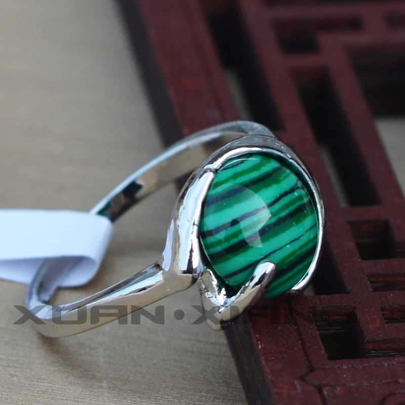 Женское кольцо с зеленым Malachite серебряное пластиной 2019|Кольца| |