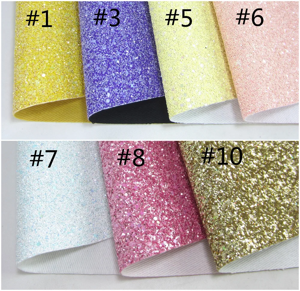 

A4 sheet 8"X11.8" Multicolour Chunky Hexagonal Glitter Fabric Faux PU leather For hair bows craft Sewing DIY 1pieces F0369