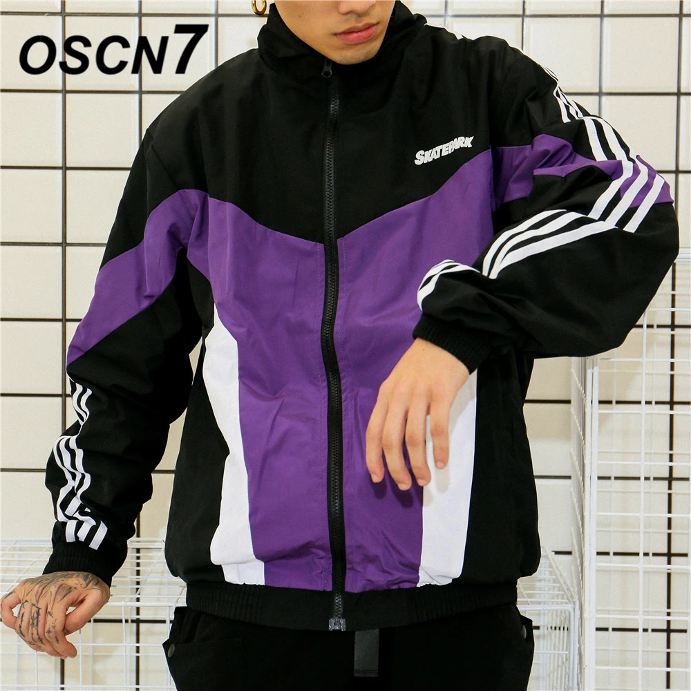 OSCN7 Hip Hop Contrast Color Jackets Men 2019 New Streetwear Loose Casual Women Windbreaker Jackets Varsity Bomber Coat 985 OSCN7 Hip Hop Contrast Color Jackets Men 2019 New Streetwear Loose Casual Women Windbreaker Jackets Varsity Bomber Coat 985
