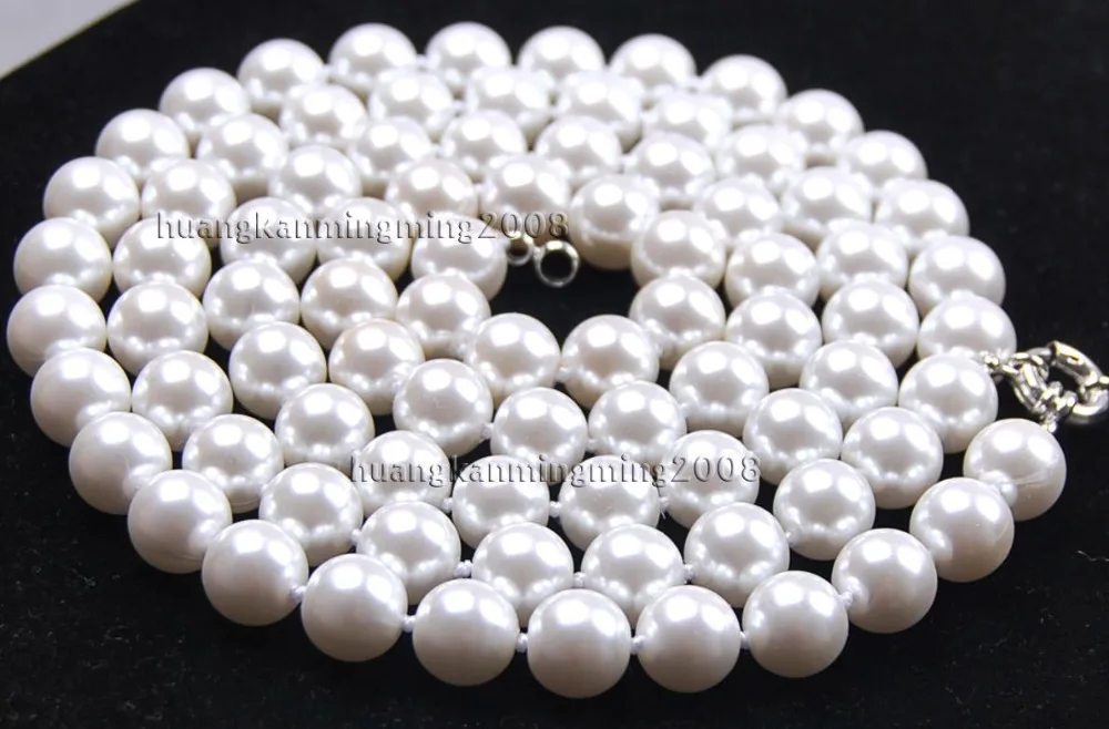 

Hot sale new Style >>>>>10mm 17" White South Sea Shell Pearl Round beads Necklace AAA