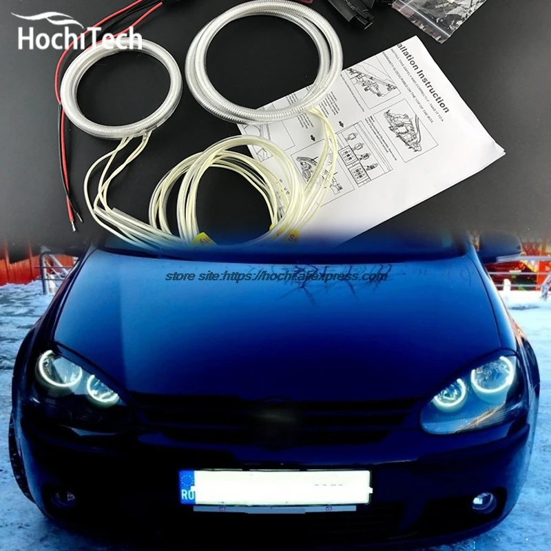 HochiTech Ccfl Angel Eyes Kit White 6000k Ccfl Halo Rings Headlight For VW Volkswagen Golf 5